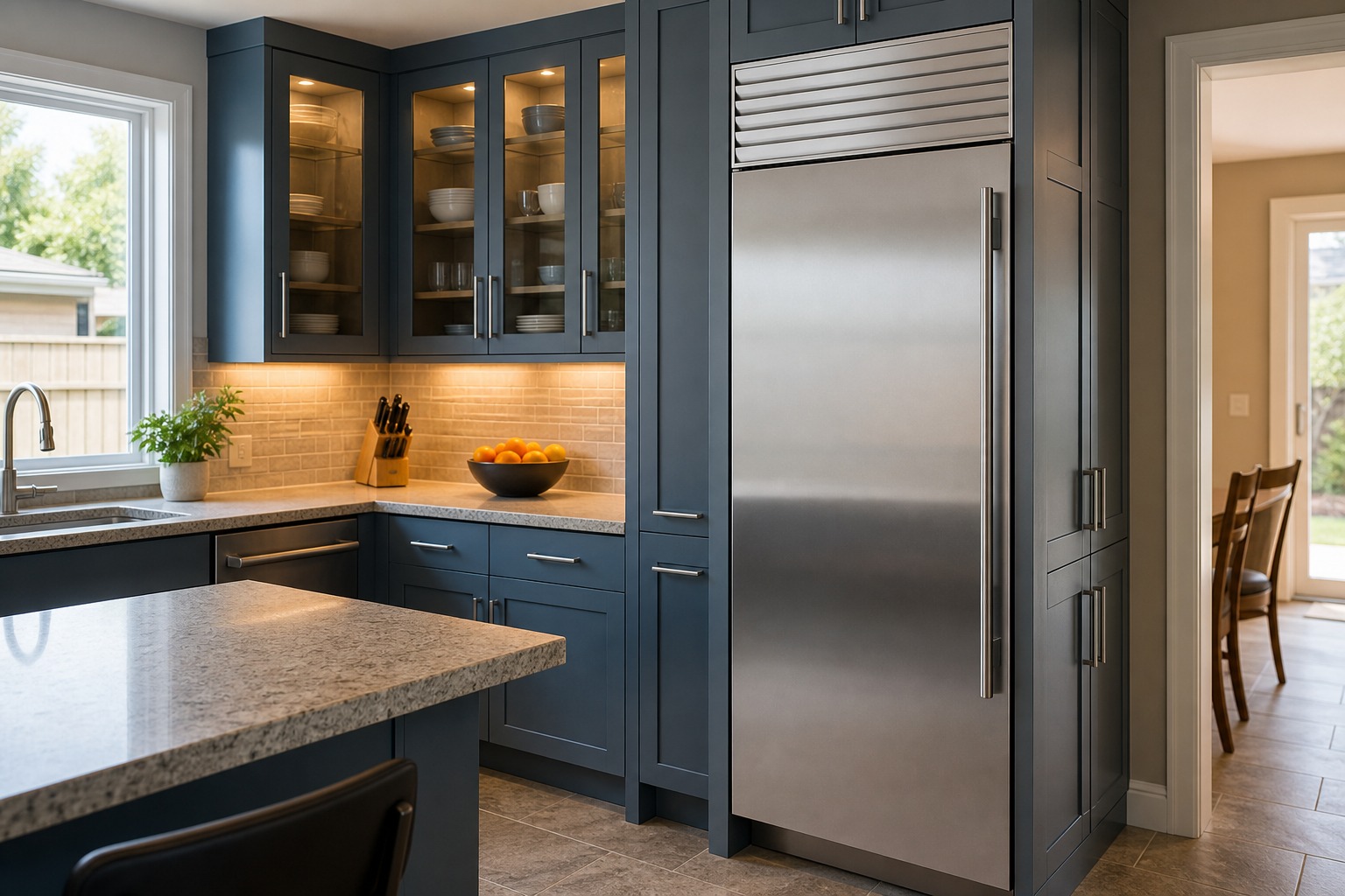 GE Monogram built-in refrigeration and range in a Union City kitchen serviced by an independent Tri-City team